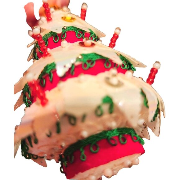 Vintage Handmade Push Pin Christmas Ornament Mid Century Retro Kitsch Hours of W - Picture 3 of 11